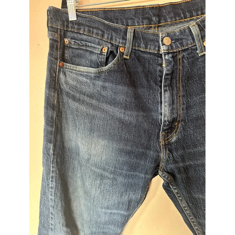 Levis 505 Regular Fit Jeans Mens 36x30 Medium Dark Wash Straight Leg Denim